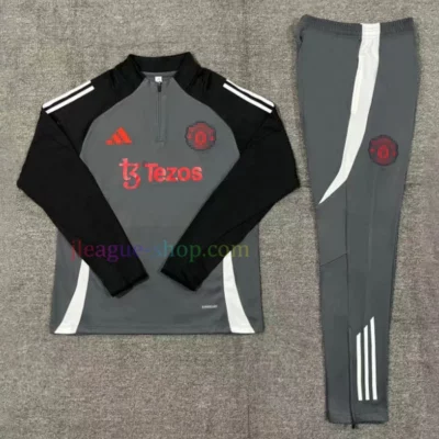 マンチェスターユナイテッドハーフジップトレーニングスーツ2024/25キッズダークグレー